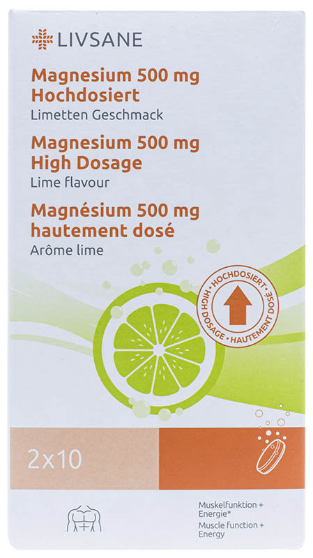 Livsane - LIVSANE Magnézium 500 mg šumivé tablety, Limetka, vysoká dávka, 1x20 ks